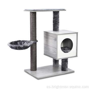 Pequeño mueble de gato Sisal Post Plush Hammock Kitten Tower Condominio de madera Árbol de gato